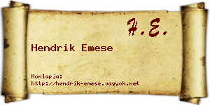 Hendrik Emese névjegykártya